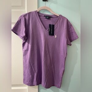 Polo Ralph Lauren Purple V Neck T-shirt Women’s Sz Small Short Sleeves